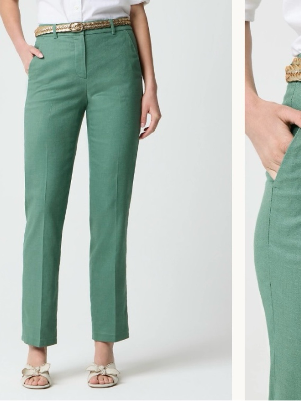 NWT J Crew Lamppost Green Linen Blend Kallie Pants Spring Summer Straight Leg